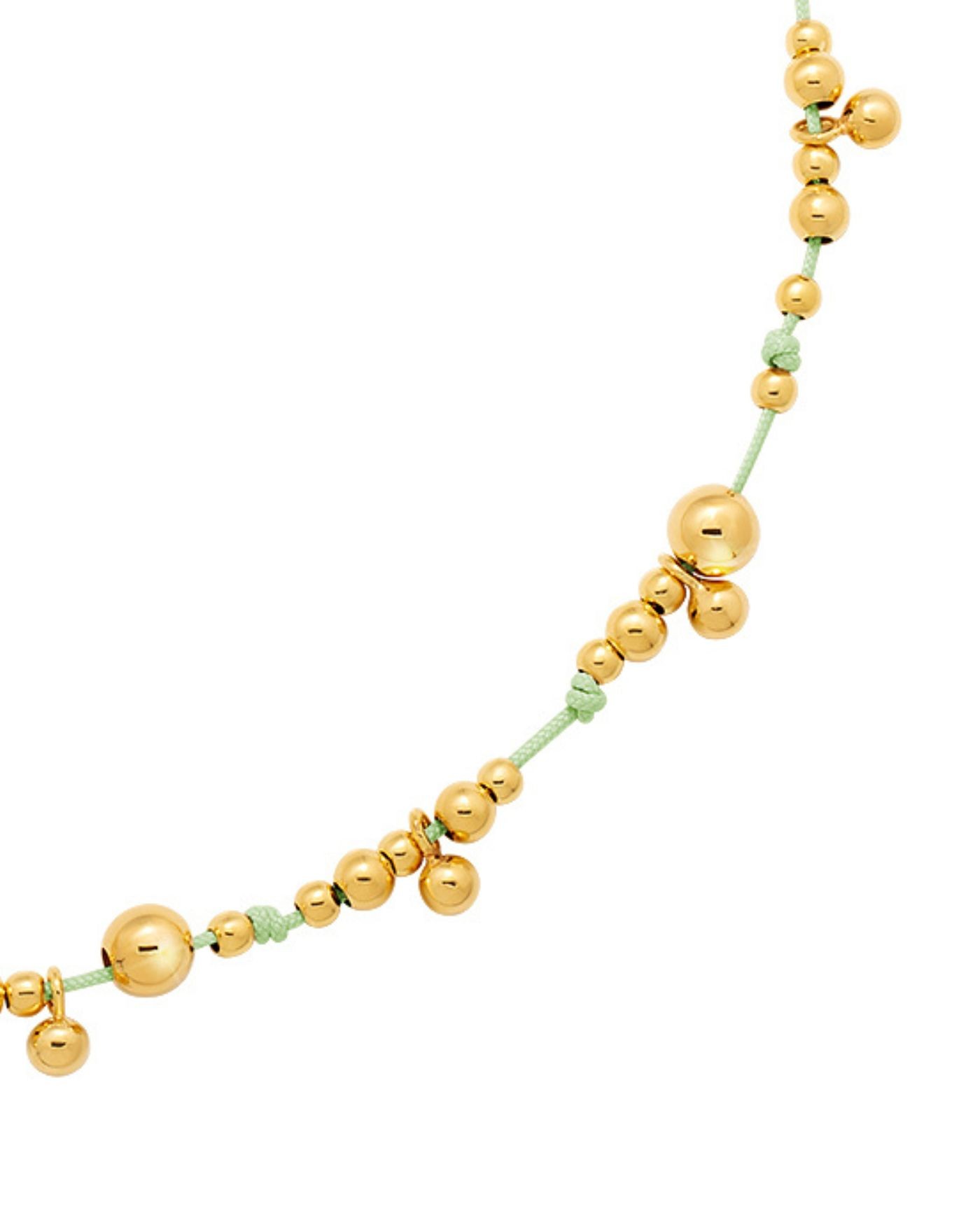 Necklace on mint cord with gold-gilded beads  - 3