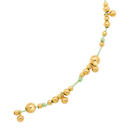 Necklace on mint cord with gold-gilded beads  - 3
