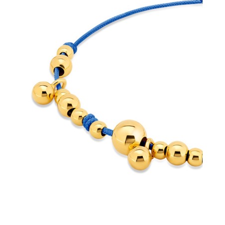 Bracciale su cordoncino blu con sfere dorate  - 3