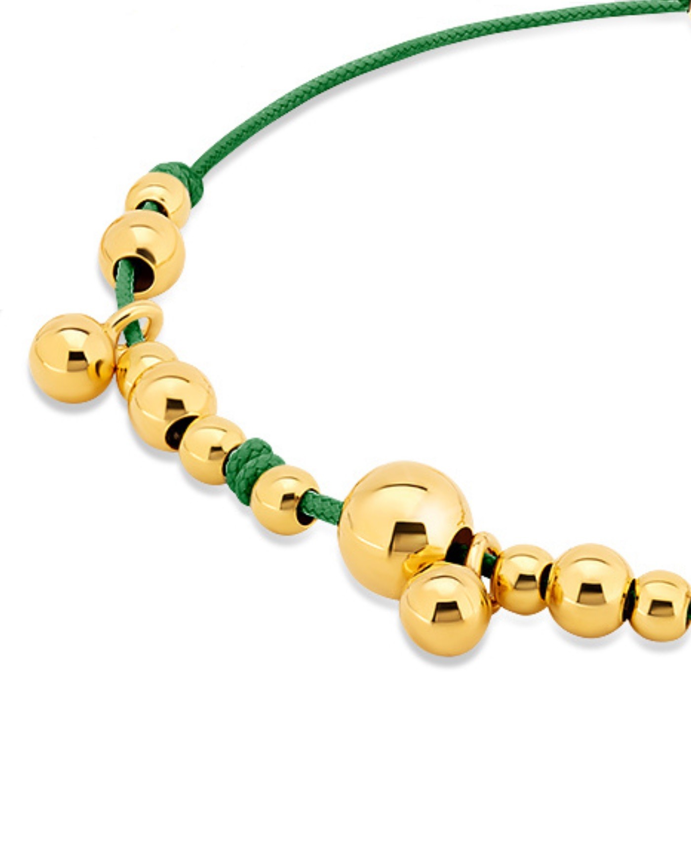 Bracelet on green cord with gold-gilded beads  - 3