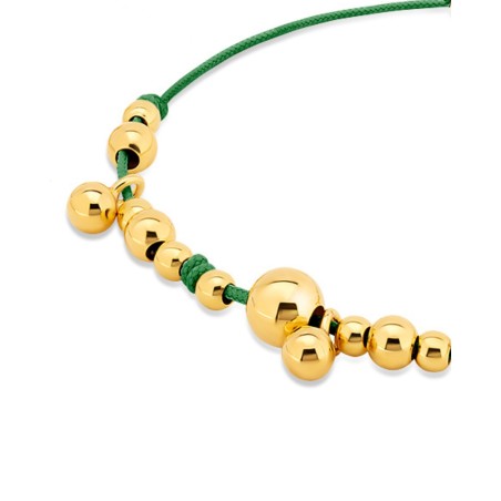 Bracelet on green cord with gold-gilded beads  - 3