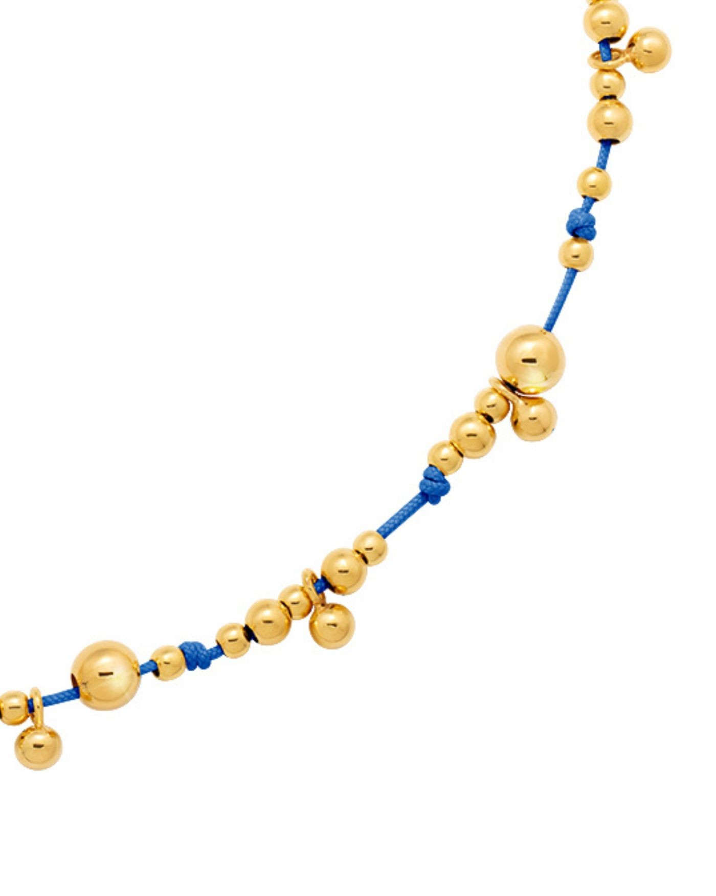 Necklace on blue cord with gold-gilded beads  - 2