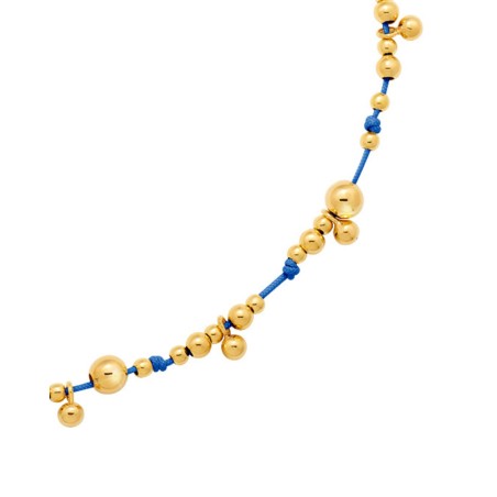 Necklace on blue cord with gold-gilded beads  - 2