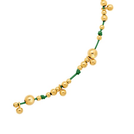 Necklace on green cord with gold-gilded beads  - 3