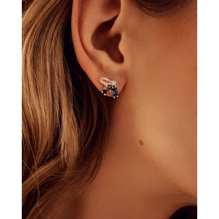 Kolczyki Kwiat Fiore z rodolitem i szafirem  - 1