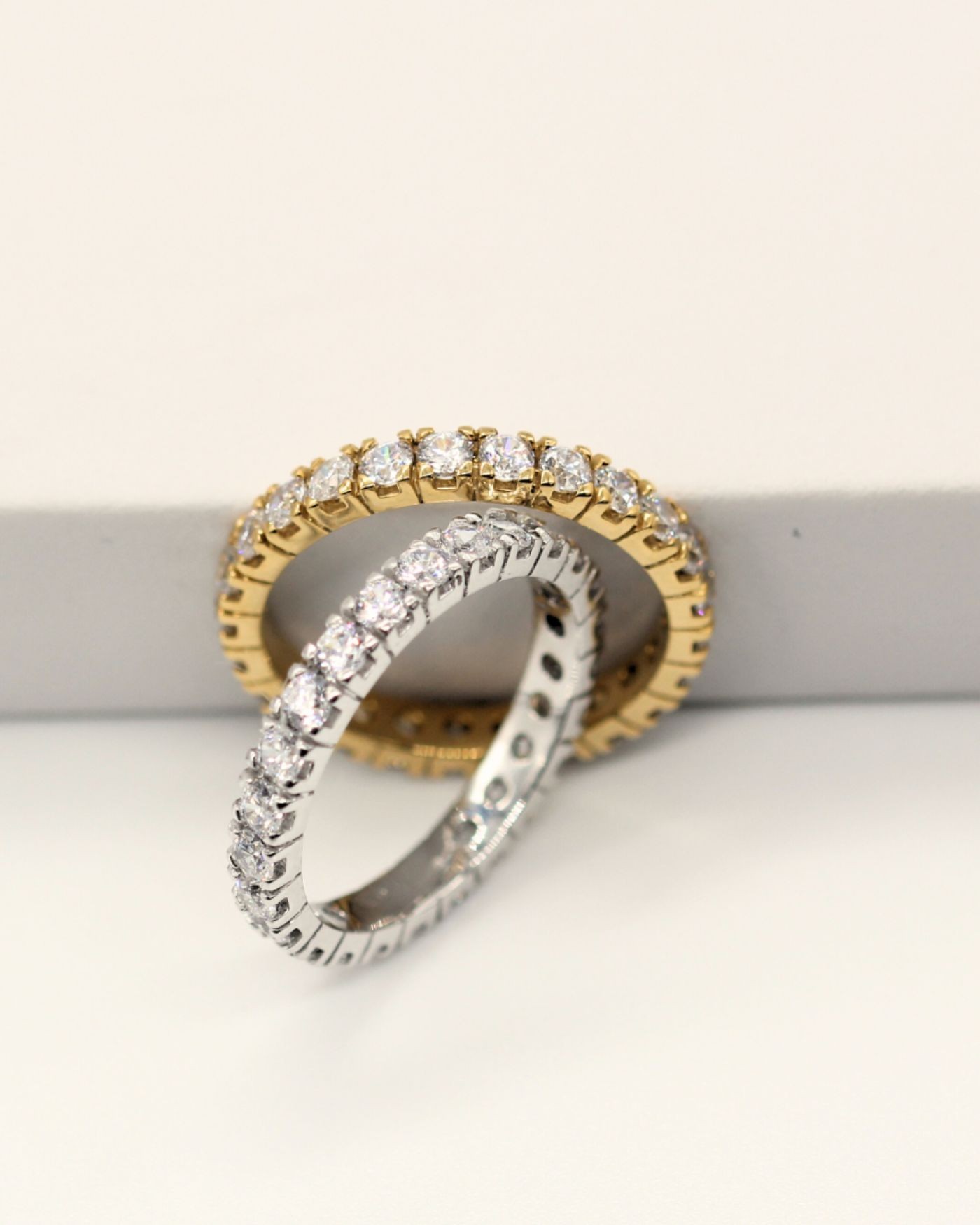 Eternity gold-gilded Ring with white zircons  - 1