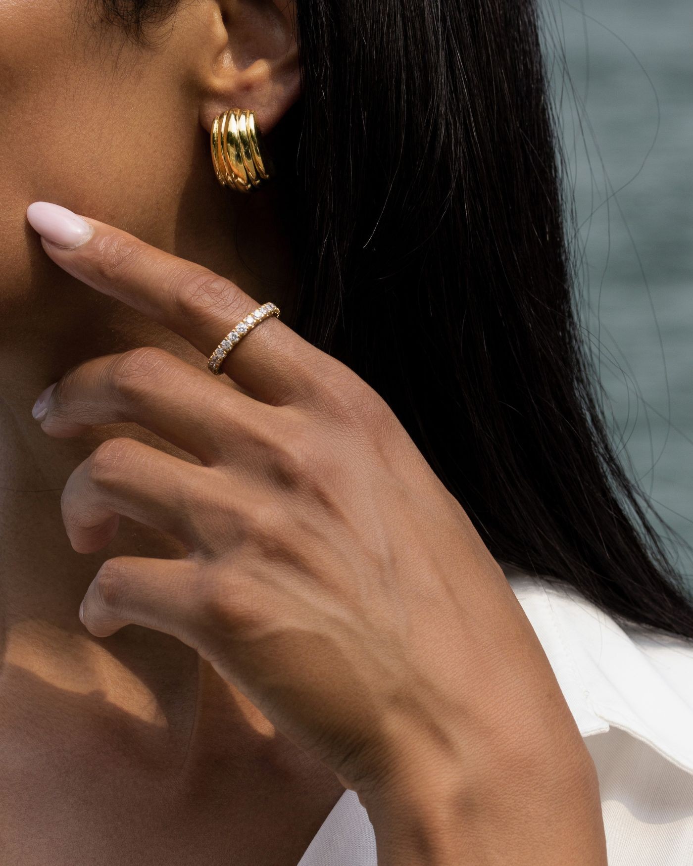 Eternity gold-gilded Ring with white zircons  - 4