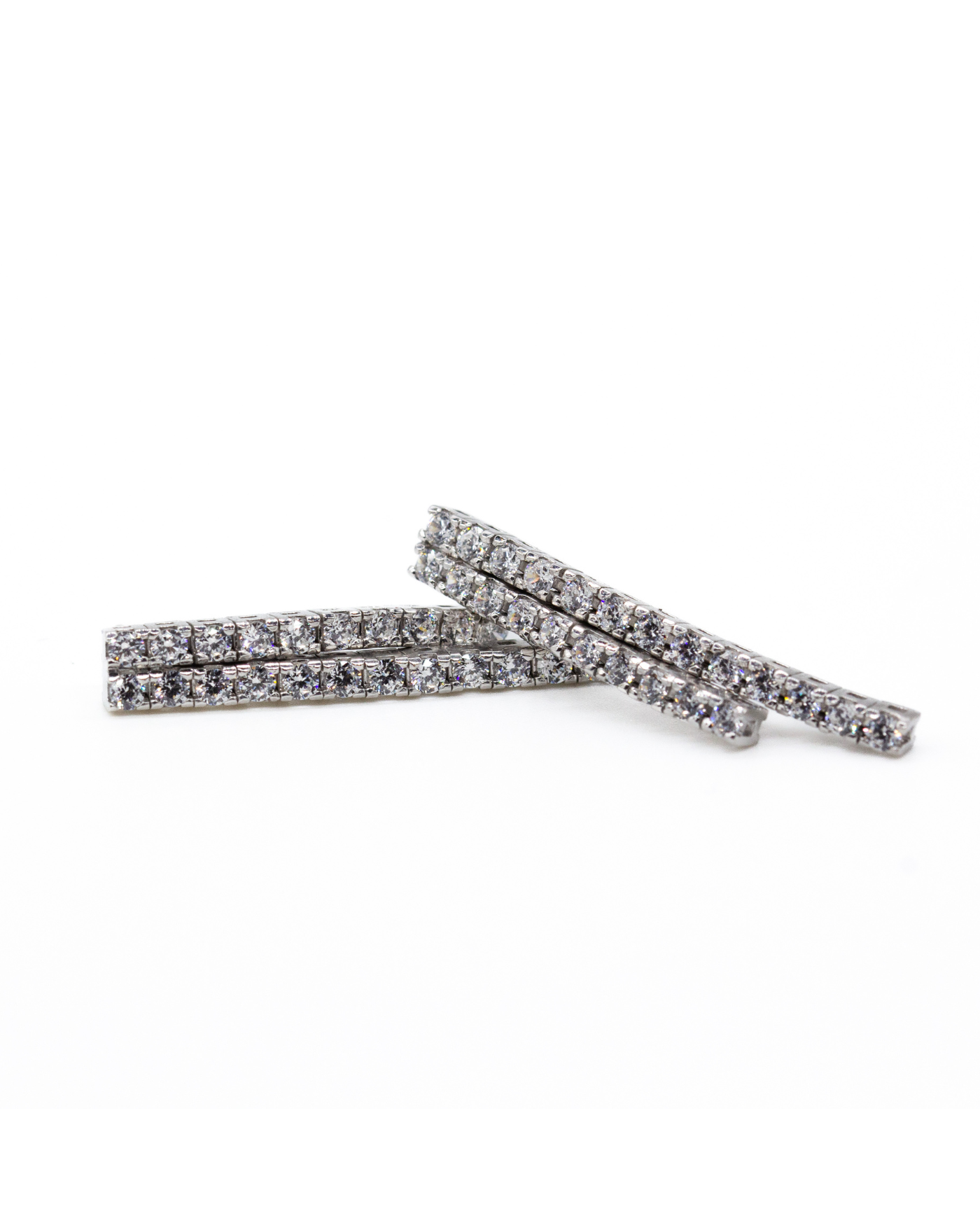 Podwójne srebrne kolczyki tenisowe  - 1