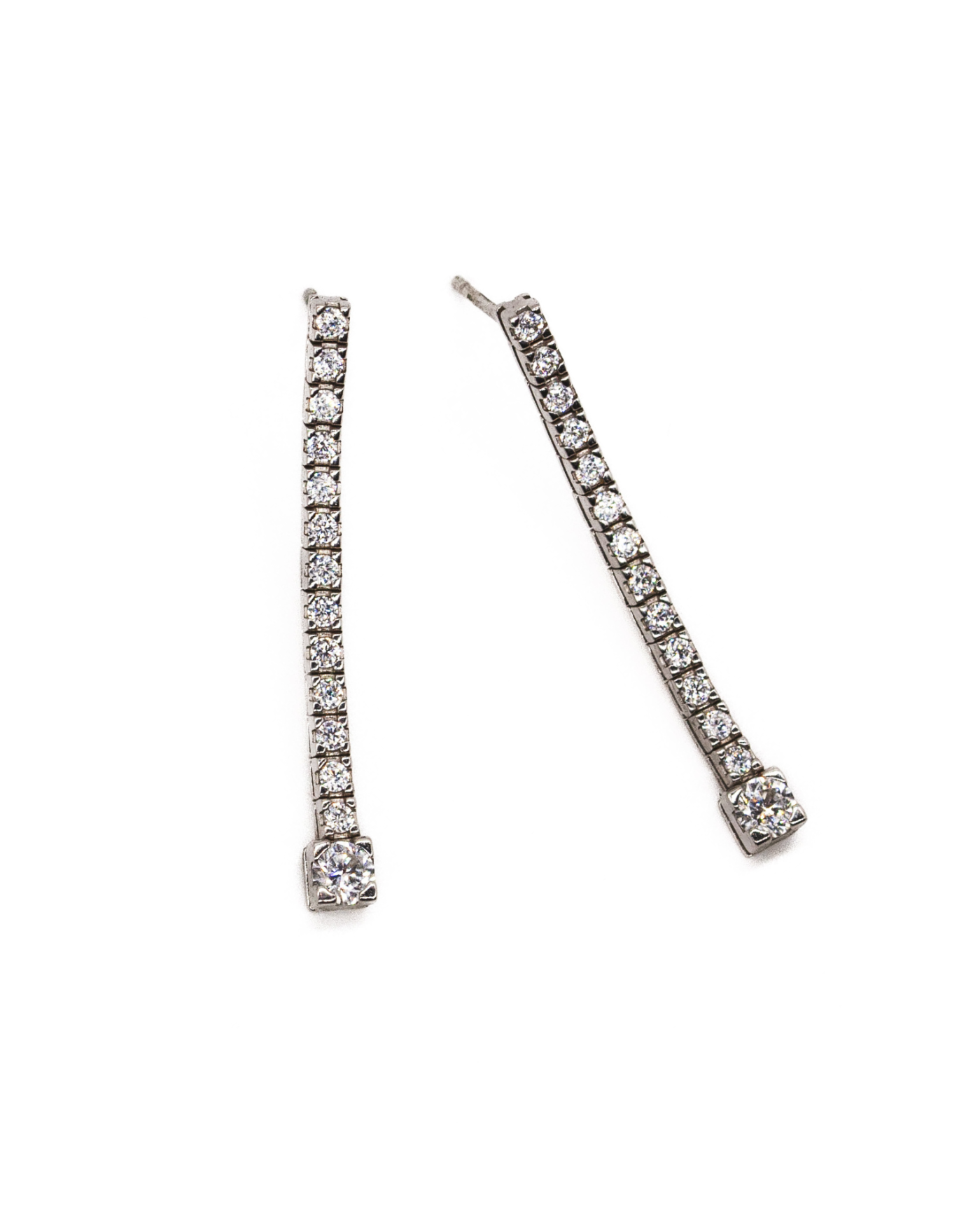 Sterling Silver Tennis Earrings  - 1