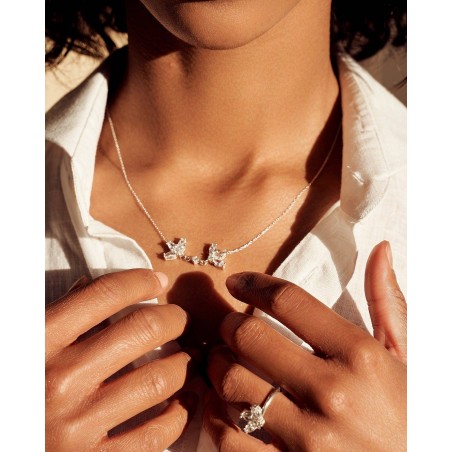 Naszyjnik Kwiat Fiore z białymi cyrkoniami  - 4