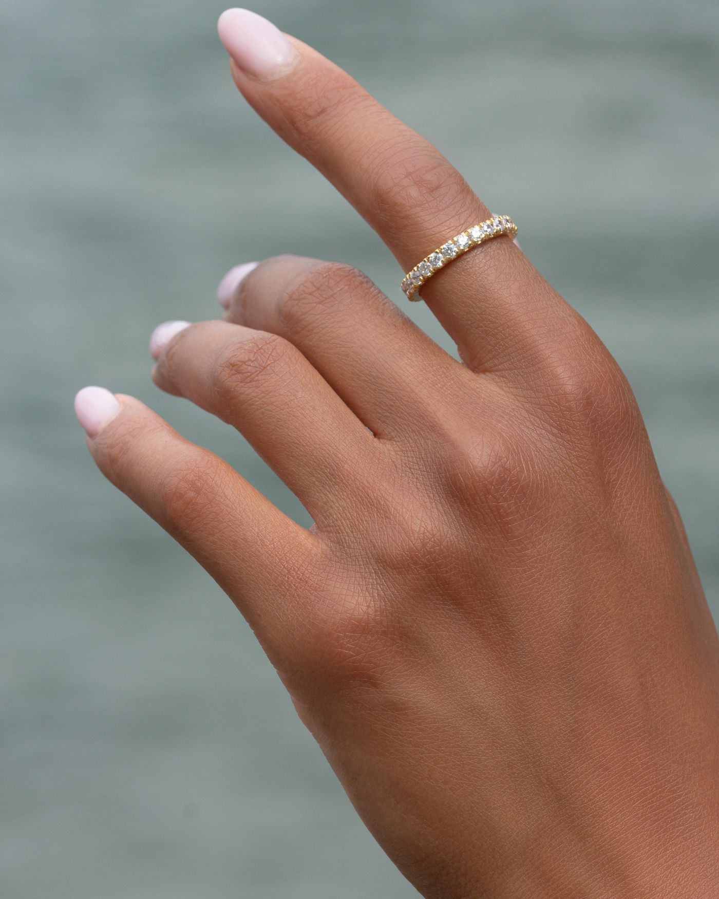 Eternity gold-gilded Ring with white zircons  - 1
