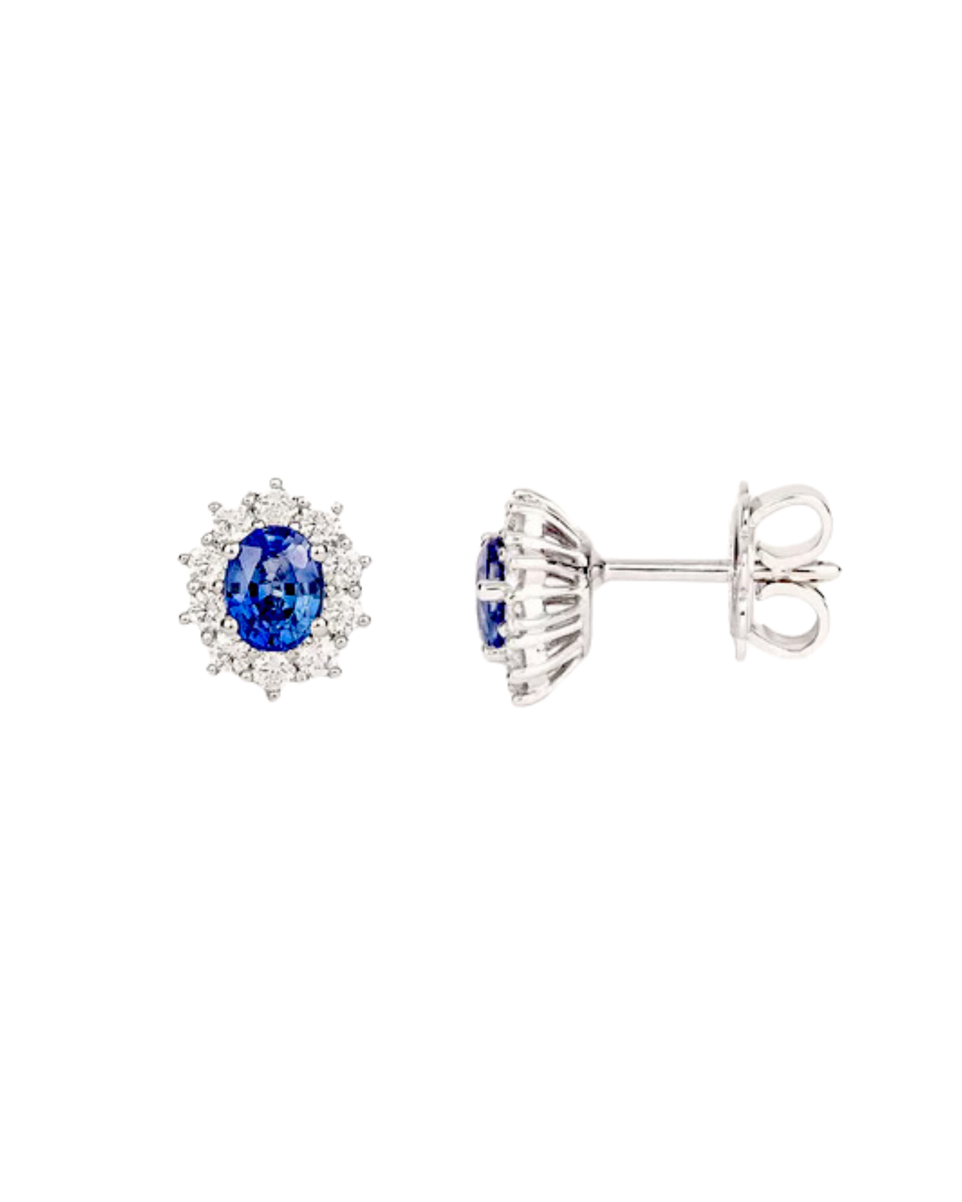 Orecchini Kate in argento sterling rodiato con zirconi di colore zaffiro  - 3