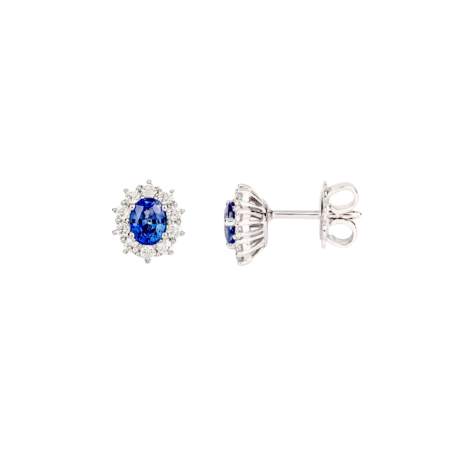 Orecchini Kate in argento sterling rodiato con zirconi di colore zaffiro  - 3