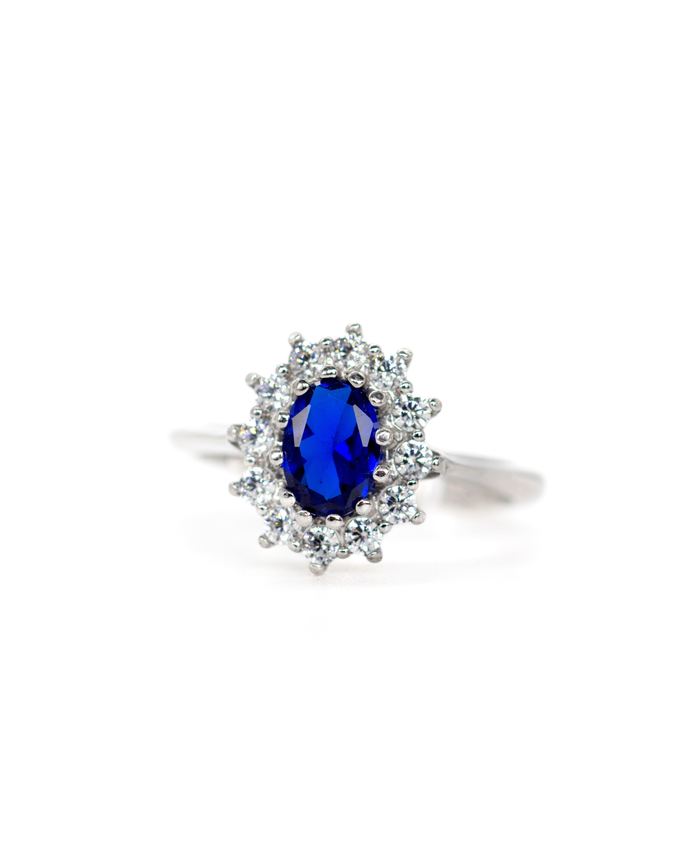 Anello Kate in argento sterling rodiato con zirconi di colore zaffiro  - 2