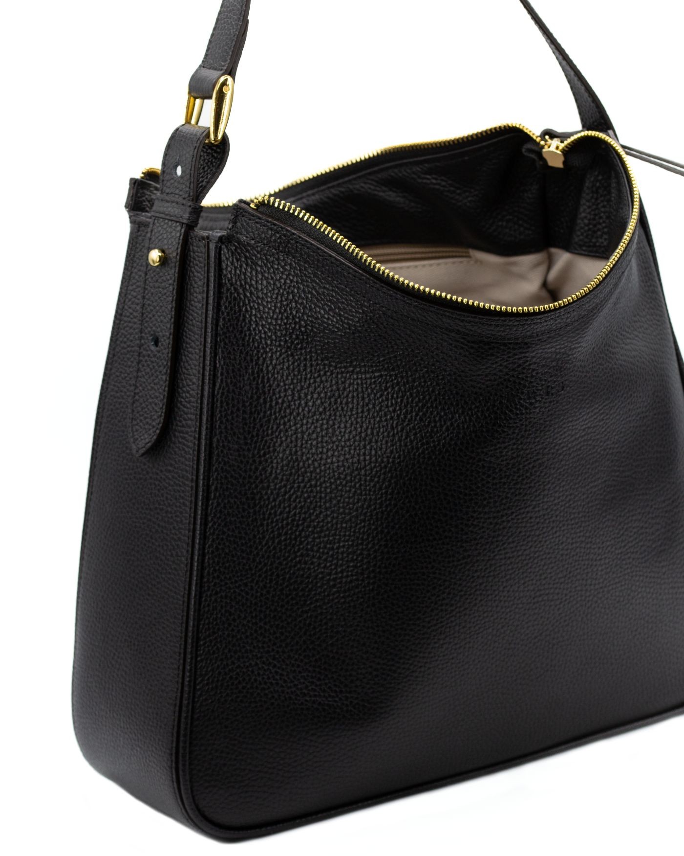 Shopper nera bag in Italian leather  - 3