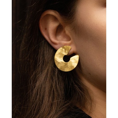 18k gold-gilded handsatinated Luna earrings  - 1