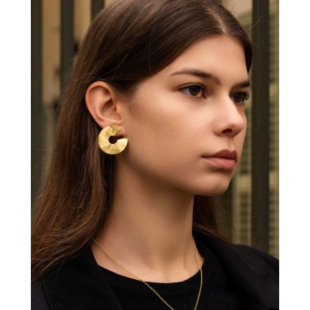 Satinati a mano orecchini Luna doratura 18k  - 3