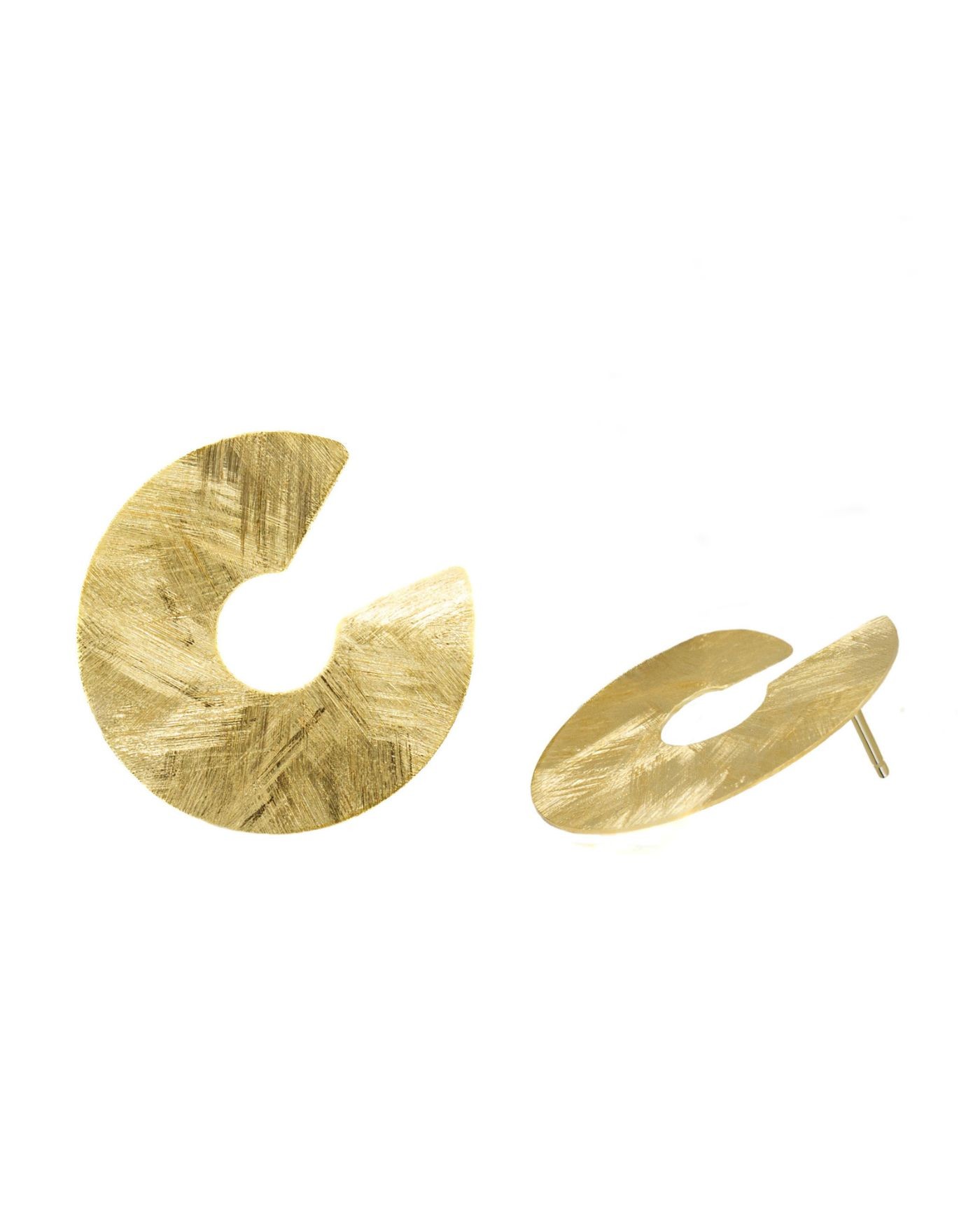 18k gold-gilded handsatinated Luna earrings  - 2