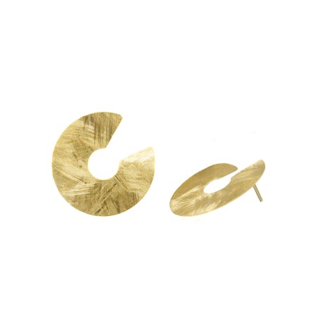 18k gold-gilded handsatinated Luna earrings  - 2