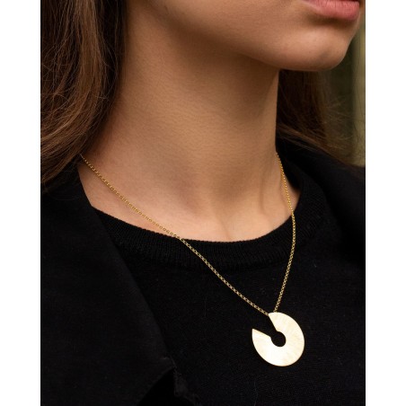 18k gold-gilded handsatinated Luna necklace  - 1