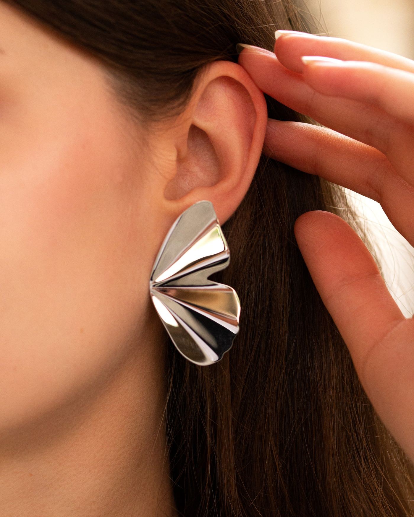 Vita Earrings in rhodium-plated silver  - 3