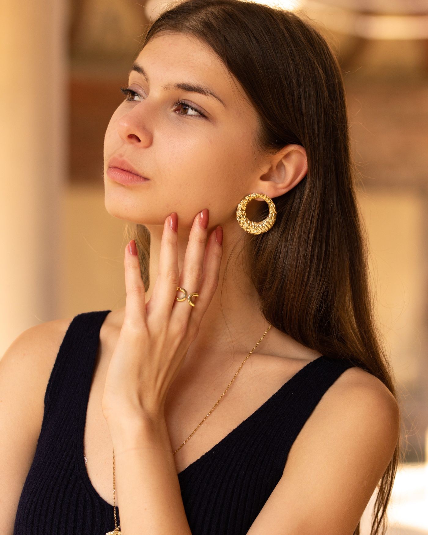 Aurora earrings 18k gold-gilded  - 2