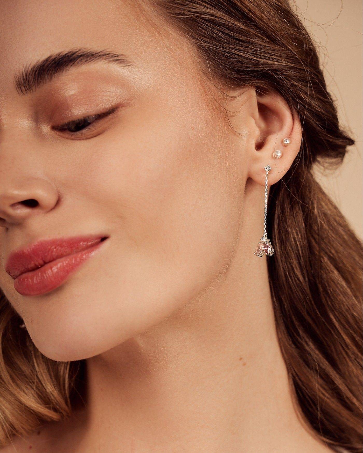 Kolczyki wiszące Kwiat Fiore z rodolitem i szafirem  - 1