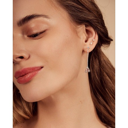 Kolczyki wiszące Kwiat Fiore z rodolitem i szafirem  - 1