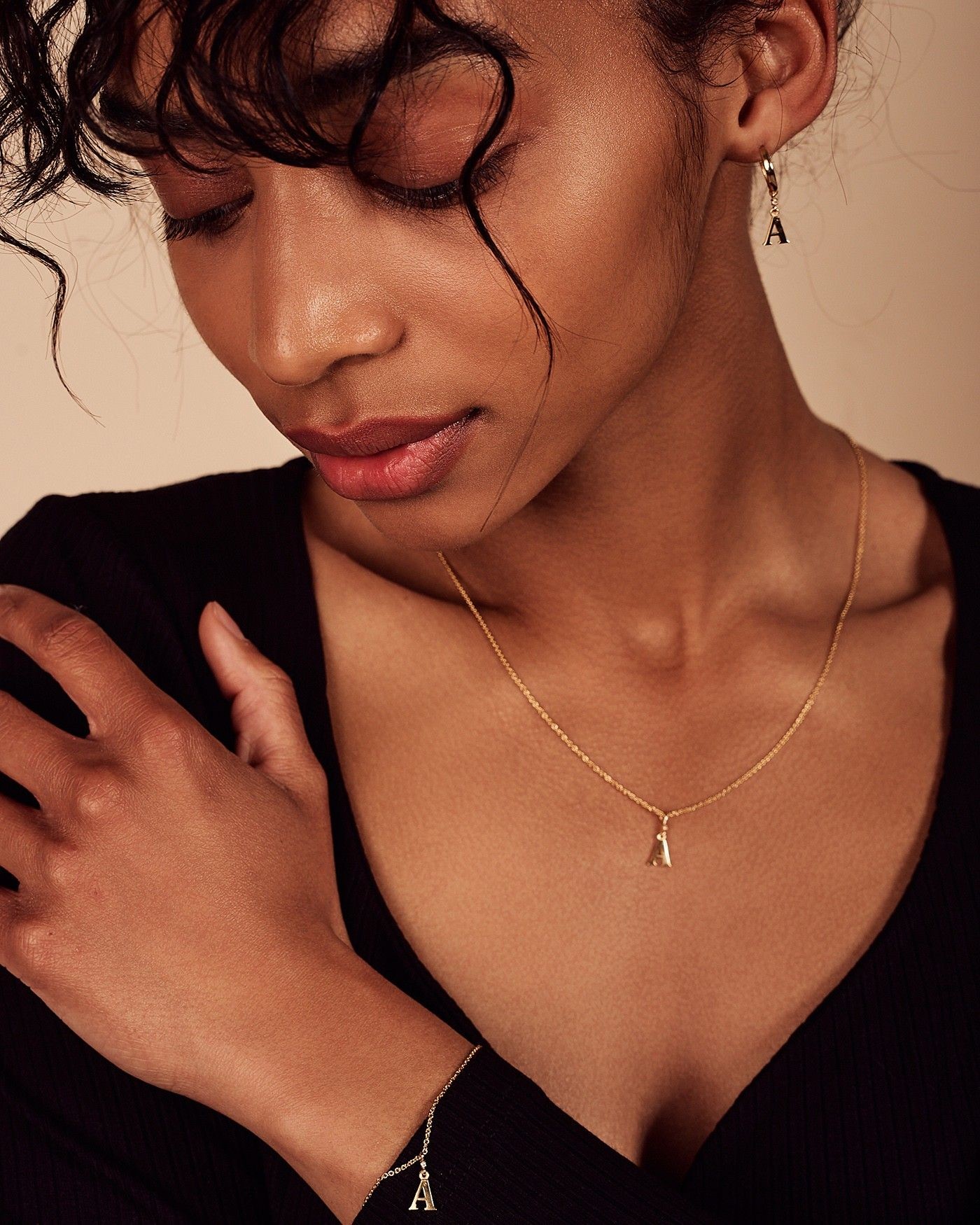 Necklace Alfabeto with white zirconia  - 3