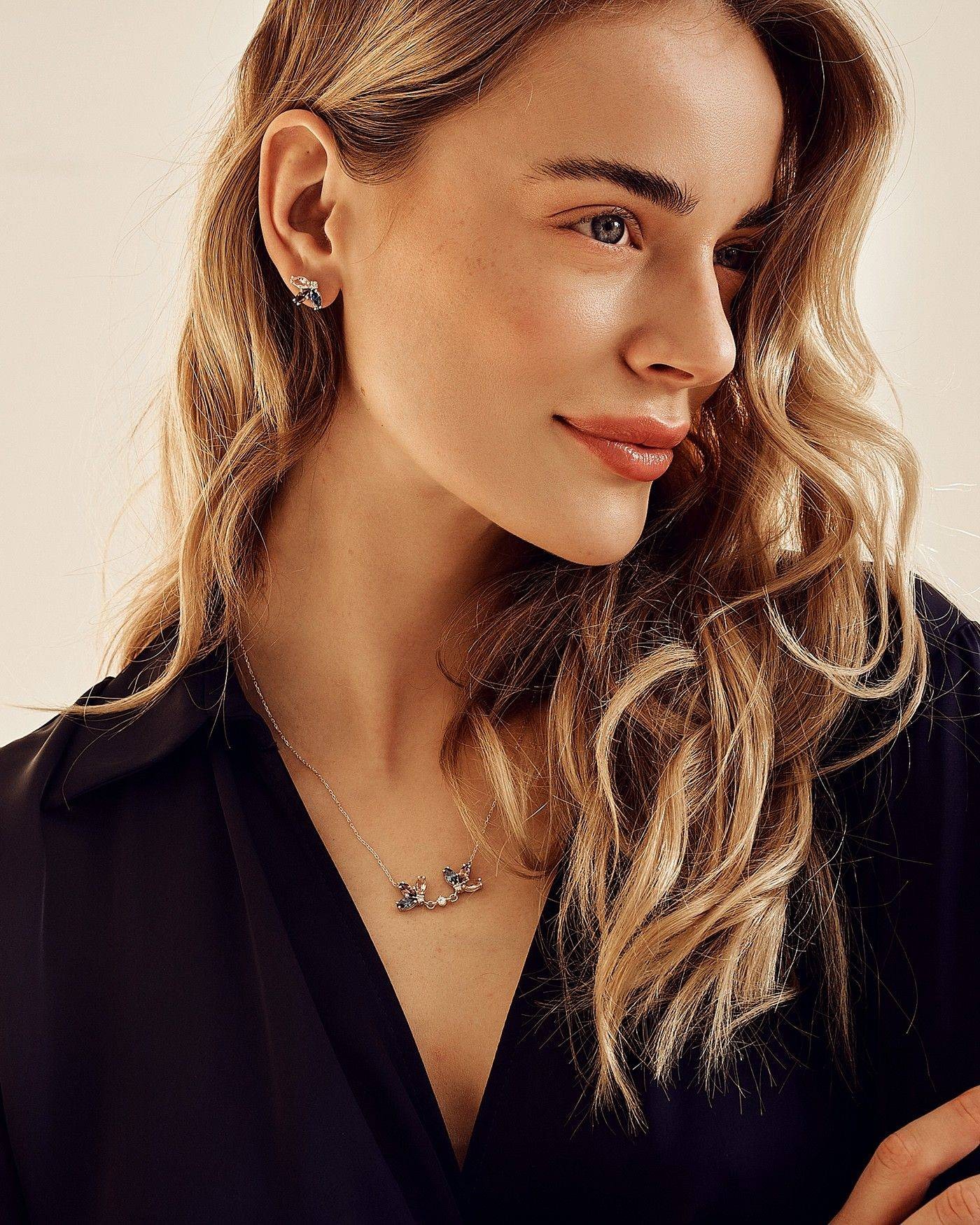 Collana Fiore con Rhodolite e Zaffiro  - 5