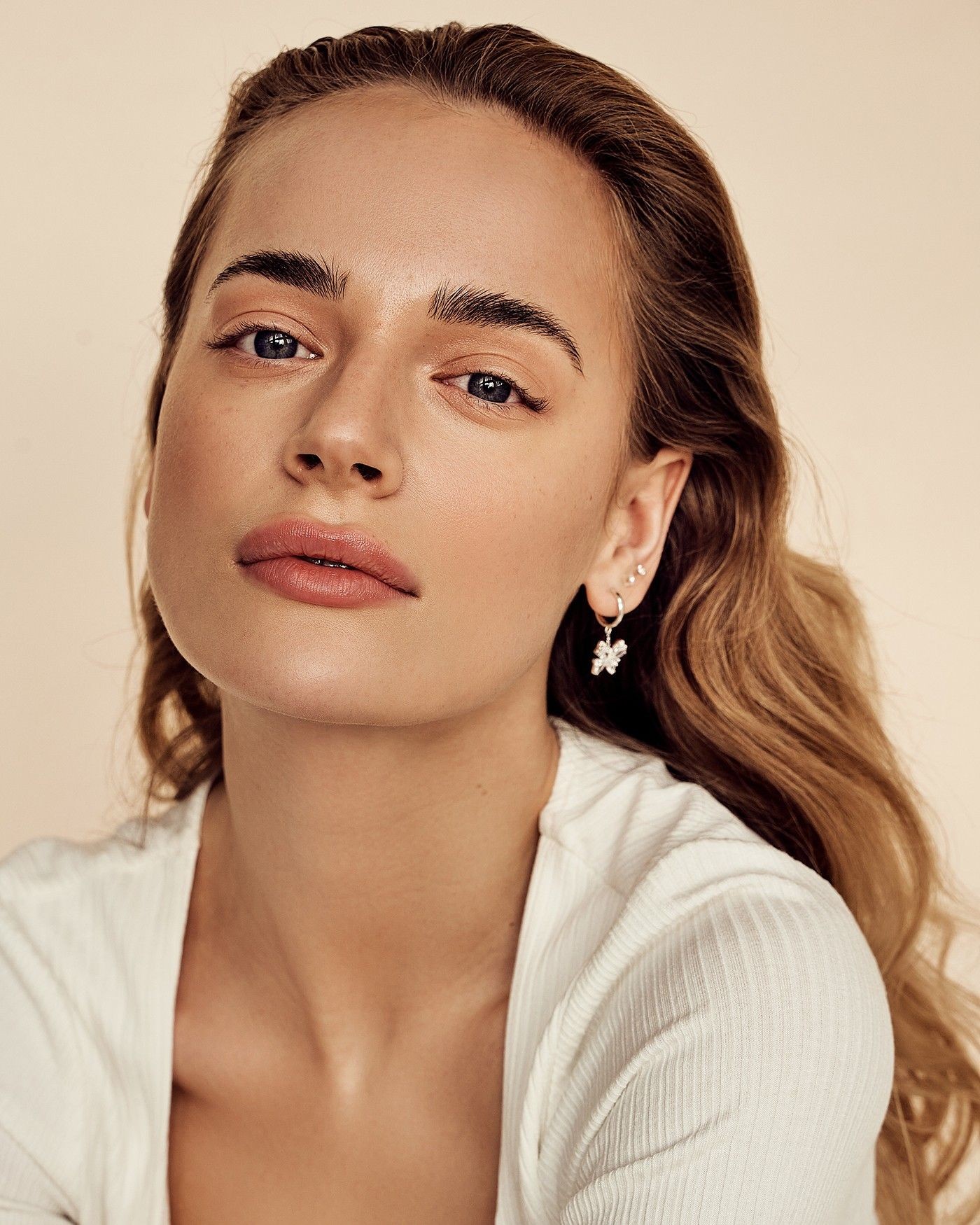 Pendant Butterfly Earrings Farfalla with white zircons  - 1