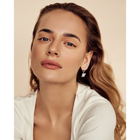 Pendant Butterfly Earrings Farfalla with white zircons  - 1