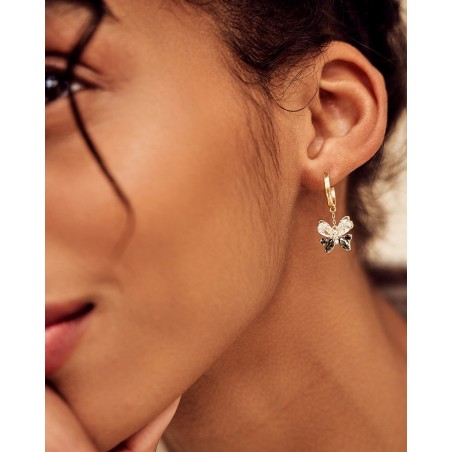 Pendant Butterfly Earrings Farfalla with black and olivine zircons  - 4