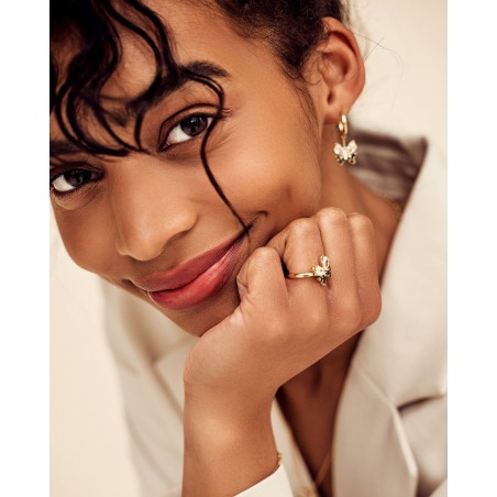 Kolczyki wiszące Farfalla Motyl z cyrkoniami koloru czarnego i oliwin  - 1