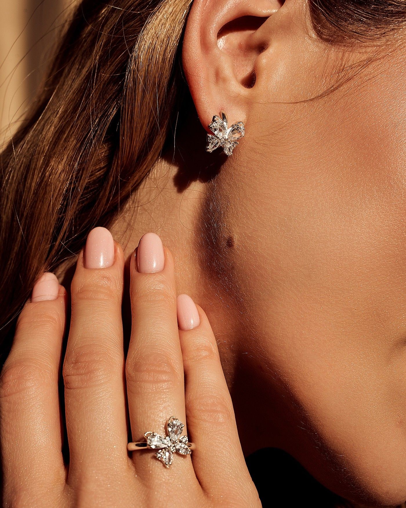 Farfalla Mini Hoop Butterfly Earrings with white zircons  - 1