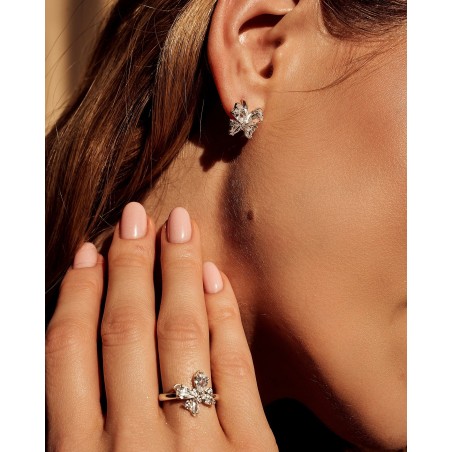 Farfalla Mini Hoop Butterfly Earrings with white zircons  - 1