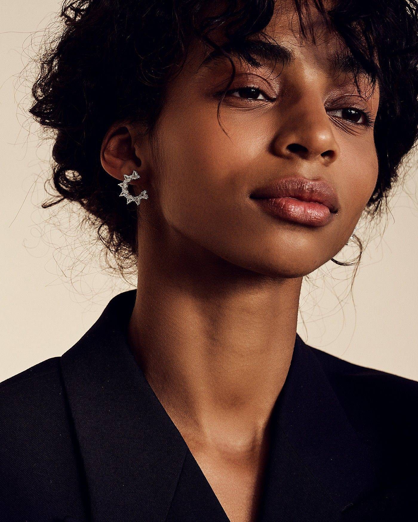 Kolczyki Kwiat Plumeria z białymi cyrkoniami  - 4