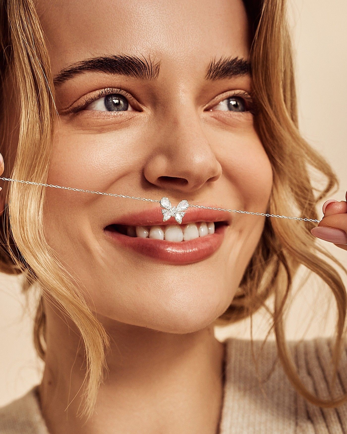 Farfalla Butterfly bracelet with white zircons  - 1