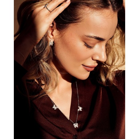 Farfalla Butterfly necklace with white zircons  - 4