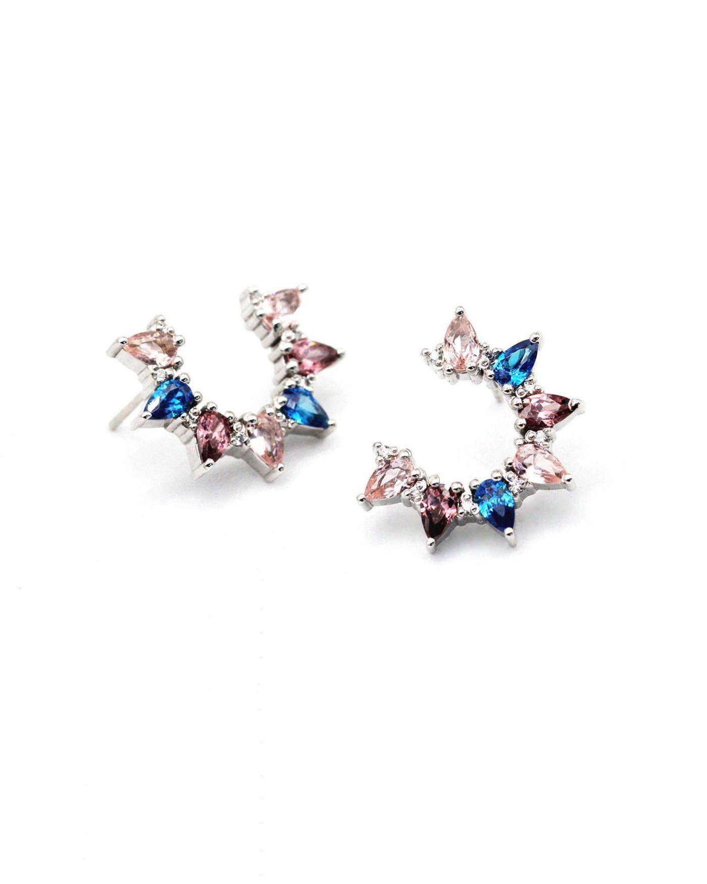 Orecchini Plumeria con Rhodolite e Zaffiro  - 3