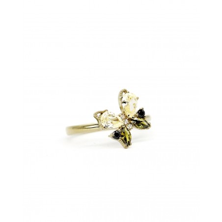 Anello Farfalla con zirconi neri e oliva  - 3