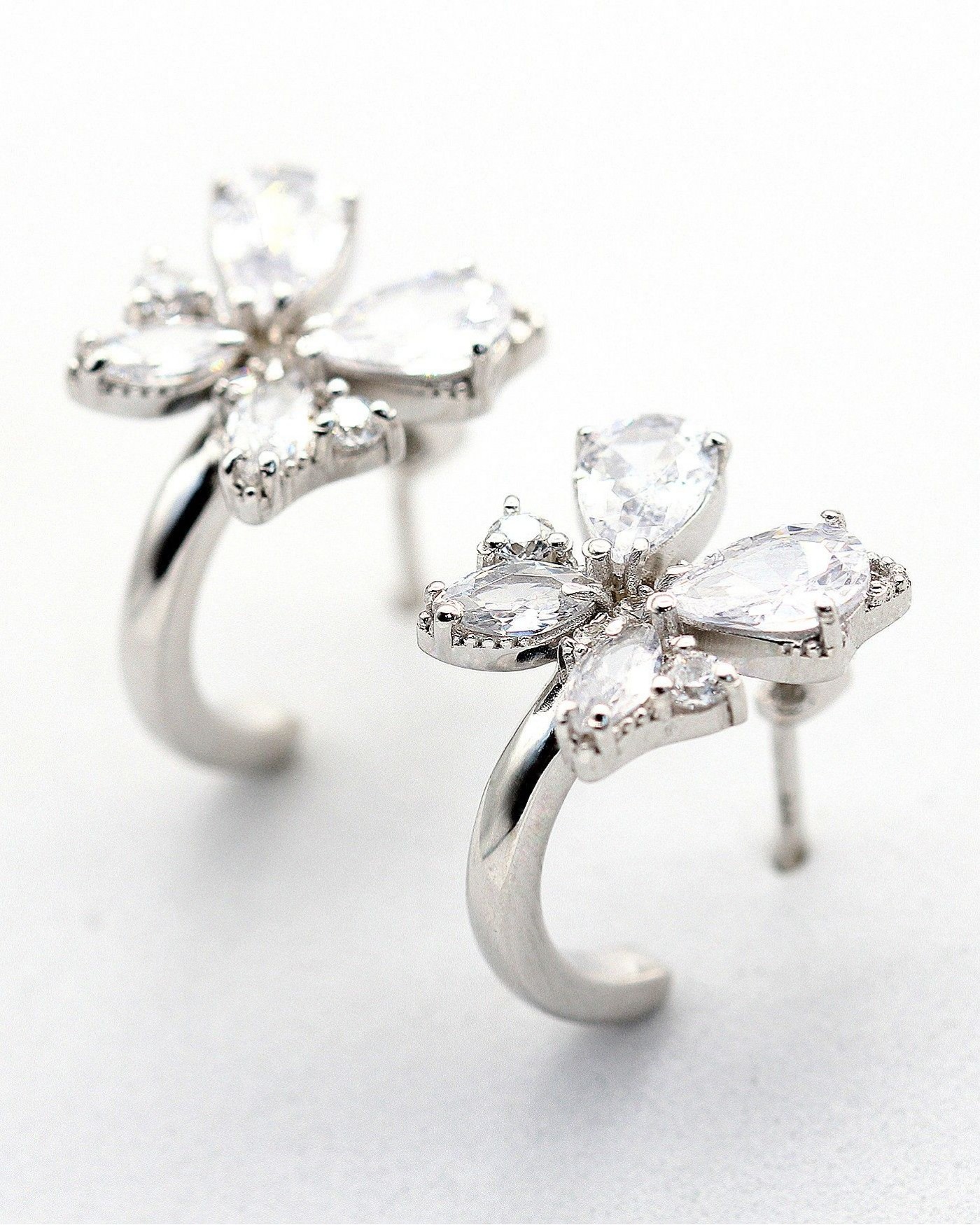 Farfalla Mini Hoop Butterfly Earrings with white zircons  - 2