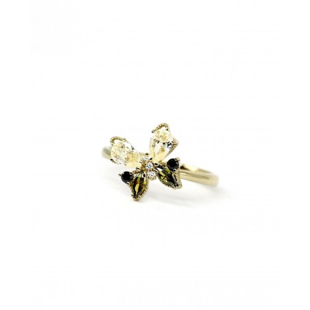 Anello Farfalla con zirconi neri e oliva  - 2
