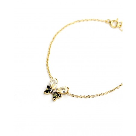 Bracciale Farfalla con zirconi neri e oliva  - 2