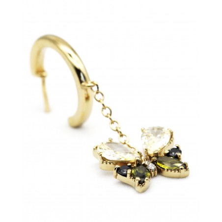 Kolczyki wiszące Farfalla Motyl z cyrkoniami koloru czarnego i oliwin  - 3