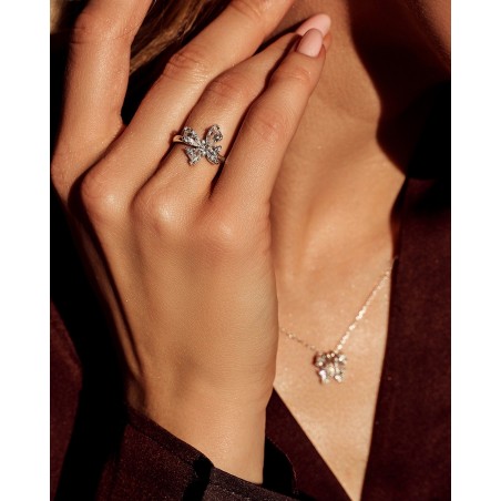 Farfalla Butterfly Ring with white zircons  - 1