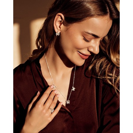 Farfalla Mini Hoop Butterfly Earrings with white zircons  - 4