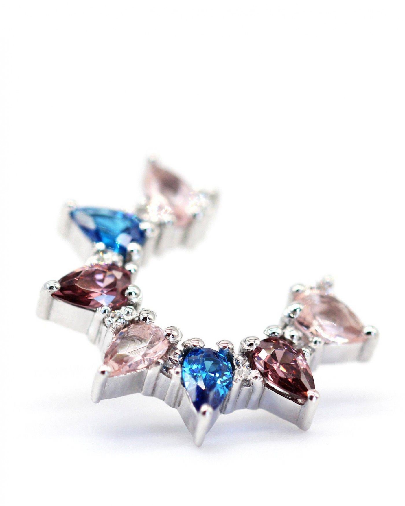 Blume Plumeria Ohrringe mit Rhodolith und Saphir  - 2 Blume Plumeria Ohrringe mit Rhodolith und Saphir  - 2