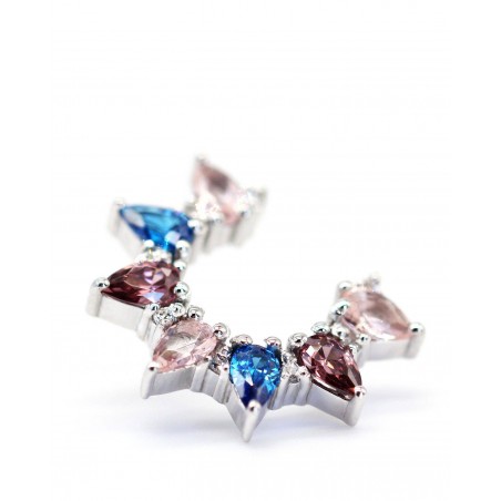 Orecchini Plumeria con Rhodolite e Zaffiro  - 2