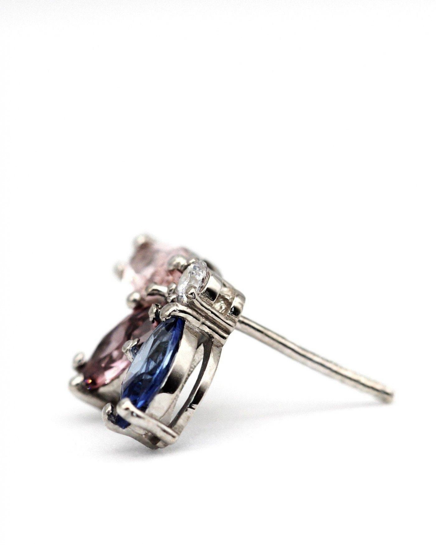 Kolczyki Kwiat Fiore z rodolitem i szafirem  - 3